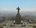 Erevan - the capital of Caucasus country Armenia. Aerial view from above by drone. The Mother of Armenia great monument