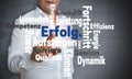 Erfolg in german Success Wordcloud touchscreen is operated by Royalty Free Stock Photo