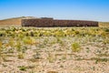 Erfoud, Morocco - April 15, 2015. The wall of Golden Spiral architecture by Hannsjorg Voth