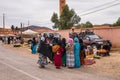 Erfoud, Morocco - Oct 19, 2019: local residents at the Road of a Thousand Kasbahs in their activities on the streets