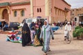 Erfoud, Morocco - Oct 19, 2019: local residents at the Road of a Thousand Kasbahs in their activities on the streets