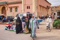 Erfoud, Morocco - Oct 19, 2019: local residents at the Road of a Thousand Kasbahs in their activities on the streets Royalty Free Stock Photo