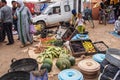 Erfoud, Morocco - Oct 19, 2019: local residents at the Road of a Thousand Kasbahs in their activities on the streets Royalty Free Stock Photo