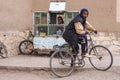 Erfoud, Morocco - Oct 17, 2019: People on alley, streetlife in Ksar Maadid, Erfoud, Rissani, Morocco Royalty Free Stock Photo