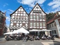 View on the medieval half-timbered buildings at the old town of Erfurt city, Germany