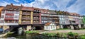 Erfurt, Germany - May 13, 2023: Merchants Bridge, Kraemerbruecke in Erfurt, Germany, built over entirely with houses