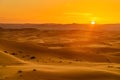 Erg Chebbi Sand dunes near Merzouga on sunset. Morocco Royalty Free Stock Photo