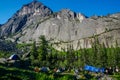 Ergaki, Krasnoyarsk Territory, Russia - July 19, 2020: Tent camp in the Ergaki Nature Reserve Royalty Free Stock Photo