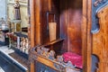 ERGAMO, ITALY - MAY 22, 2019: Place for priest in the old wooden confessional in the Catholic Church of Sant Agata nel Carmine in Royalty Free Stock Photo