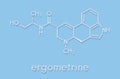 Ergometrine drug molecule. Used to prevent bleeding after childbirth postpartum haemorrhage. Skeletal formula.