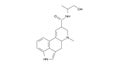 ergometrine molecule, structural chemical formula, ball-and-stick model, isolated image uterotonic agent Royalty Free Stock Photo