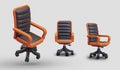 Ergonomic boss chair on wheels. Modern office armchair with high back