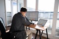 Ergonomic Chair And Posture Behind Workstation Computer