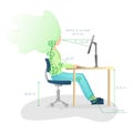 Ergonomic, healthy Correct sitting Spine Posture. Healthy Back and Posture Correction illustration. Office Desk Posture Royalty Free Stock Photo