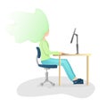 Ergonomic, healthy Correct sitting Spine Posture. Healthy Back and Posture Correction illustration. Office Desk Posture Royalty Free Stock Photo