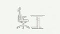 Of an ergonomic office chair and a desk on a plain backgroun Royalty Free Stock Photo