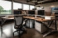Ergonomic Office Layout Designed For Comfort And Productivity. Defocused Background. Generative AI Royalty Free Stock Photo