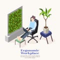 Ergonomic Workplace Isometric Illustration