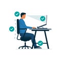 Ergonomic workspace: proper sitting posture at desk Royalty Free Stock Photo