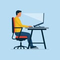 Ergonomic workspace: proper sitting posture at desk Royalty Free Stock Photo