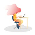 Ergonomic, wrong inorrect sitting Spine Posture. Healthy Back and Posture Correction illustration. Office Desk Posture