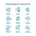 Ergonomics concept icons set