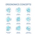 Ergonomics concept icons set