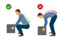 Ergonomics - Correct posture to lift a heavy object Royalty Free Stock Photo