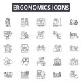 Ergonomics icons line icons for web and mobile design. Editable stroke signs. Ergonomics icons outline concept