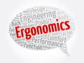 Ergonomics message bubble word cloud collage, concept background Royalty Free Stock Photo