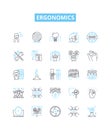 Ergonomics vector line icons set. Ergonomics, Design, Human-Centered, Posture, Comfort, Movement, Environment