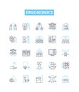 Ergonomics vector line icons set. Ergonomics, Design, Human-Centered, Posture, Comfort, Movement, Environment