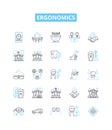 Ergonomics vector line icons set. Ergonomics, Design, Human-Centered, Posture, Comfort, Movement, Environment