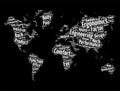 Ergonomics word cloud in shape of world map, concept background