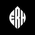 ERH circle letter logo design with circle and ellipse shape. ERH ellipse letters with typographic style. The three initials form a