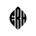 ERH circle letter logo design with circle and ellipse shape. ERH ellipse letters with typographic style. The three initials form a