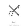 erhu icon vector from music instruments collection. Thin line erhu outline icon vector illustration. Linear symbol for use on web