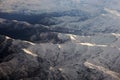 beautiful scenery of snow-covered landscape of Andes Mountains (Cordillera de los Andes) viewed from an airplane window,