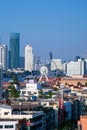 Erial view of Bangkok with many modern buildings condominium at Chao Phraya River Bangkok Thailand Royalty Free Stock Photo