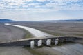 Erial view of ming dynasty stone arch bridge on poyang lake