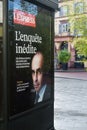 Eric Zemmour portrait on news papier cover poster in the street