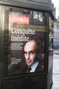 Eric Zemmour portrait on news papier cover poster in the street