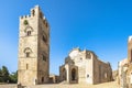 Erice Cathedral with bell tower, historic town Royalty Free Stock Photo