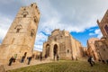 The Real Chiesa Madrice Insigne Collegiata or Erice Cathedral with tourists, main Catholic place