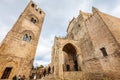 The Real Chiesa Madrice Insigne Collegiata or Erice Cathedral with tourists, main Catholic place