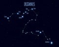 Eridanus constellation, vector illustration with the names of basic stars Royalty Free Stock Photo