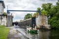 Erie Canal lock 18 in Herkimer, New York with boat entering