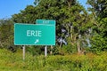 US Highway Exit Sign for Erie Royalty Free Stock Photo