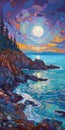 Erin Hanson\'s Glacier Painting Of Starry Night Over Sea Shore Plains