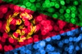 Eritrea abstract blurry bokeh flag. Christmas, New Year and National day concept flag